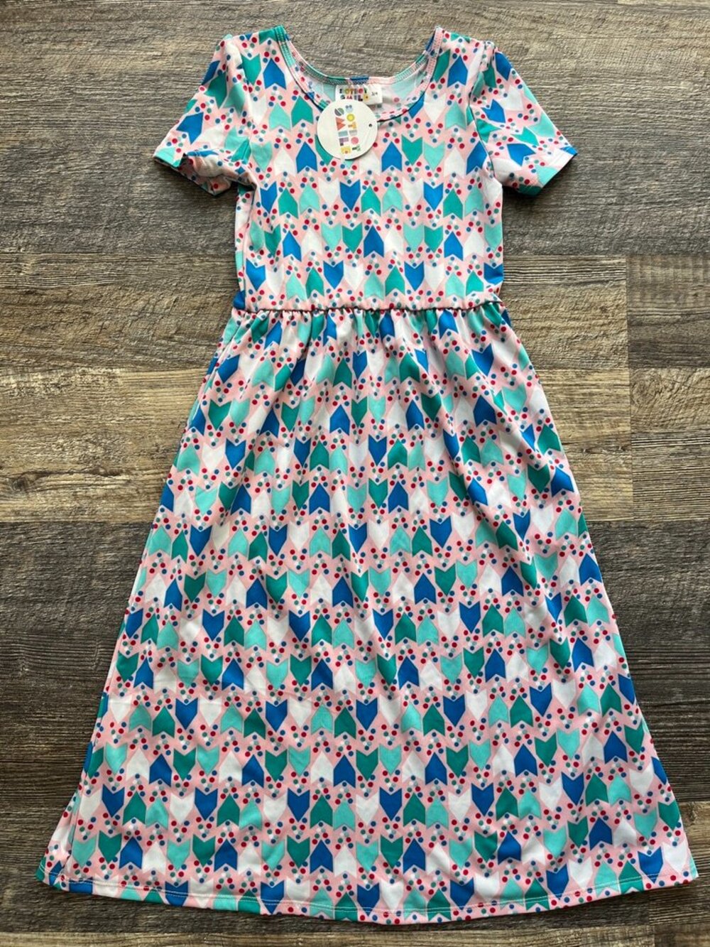 NWT Dot Dot Smile Ocean Confetti Chevron Maxi Dress 3/4